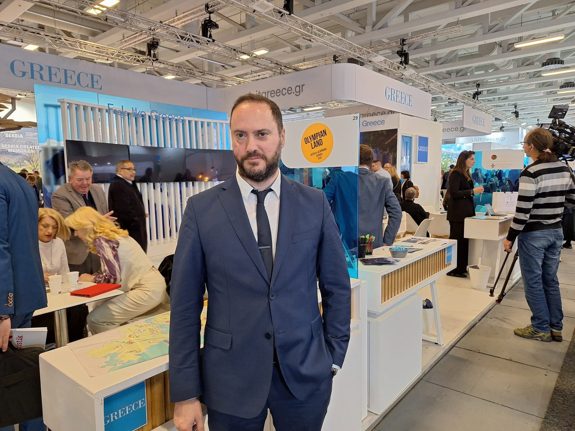 Lavrentios Vasileiadis at the Greece and Visit Greece destination promotion stand