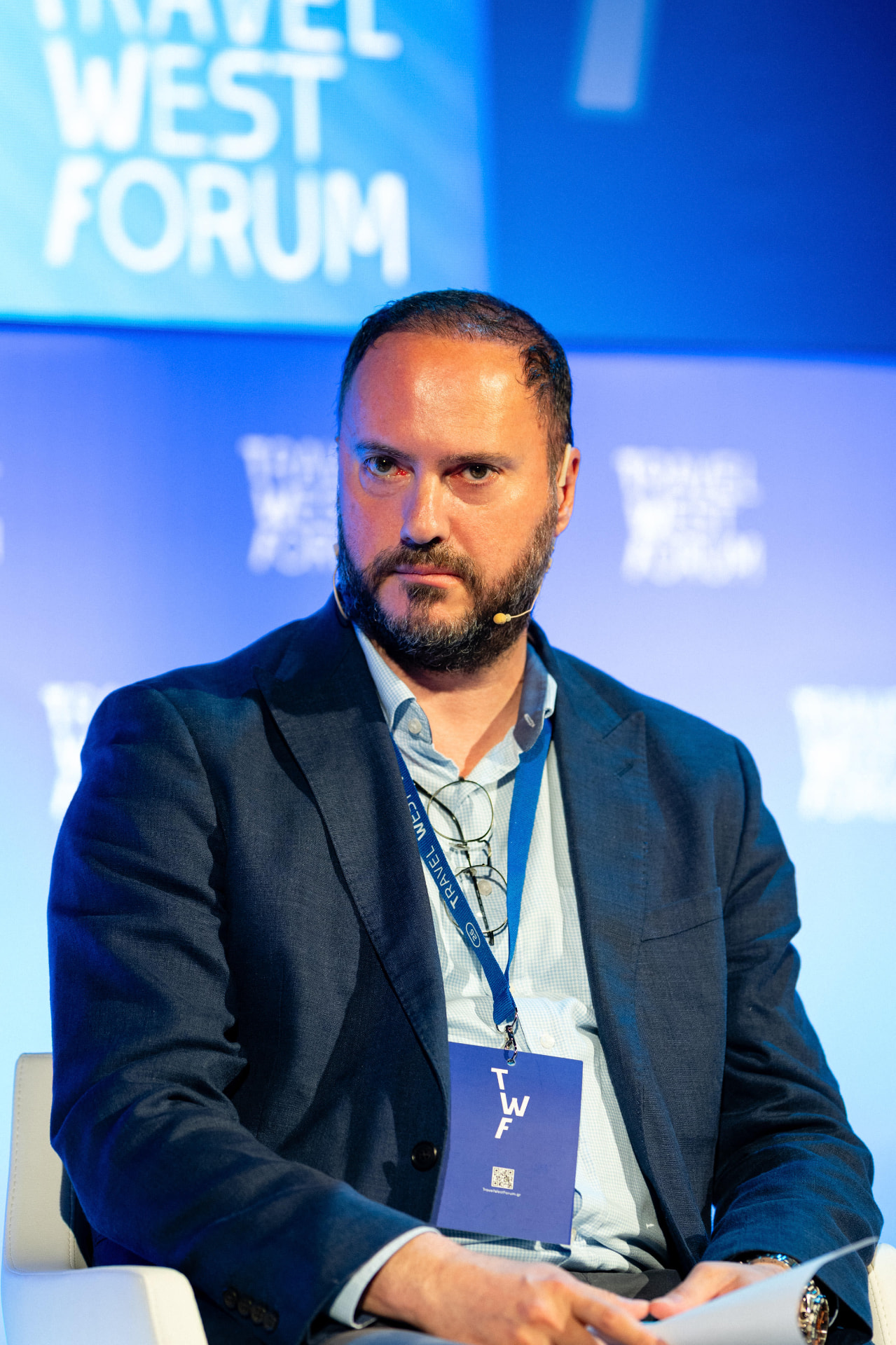Lavrentios Vasileiadis speaking at the Travel West Forum